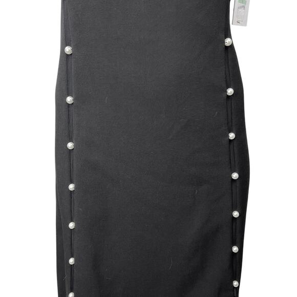NEW Calvin Klein Black Pearl Button Sleeveless Knee Length Pencil Sheath Dress 8 - Picture 4 of 6